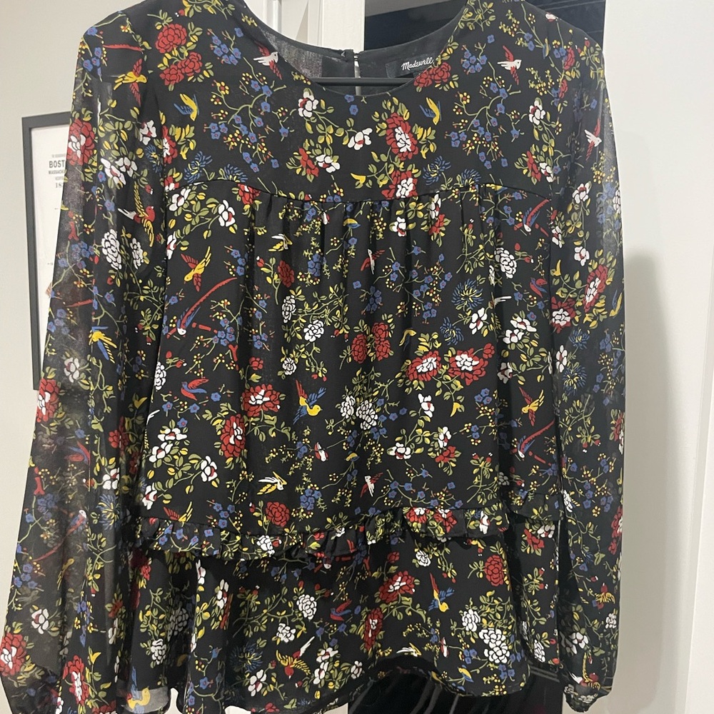 Madewell Ruffled Long Sleeve Blouse size Small